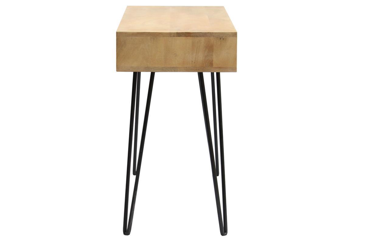 Bureau avec rangement en bois manguier massif et m�tal noir L116 cm VIBES