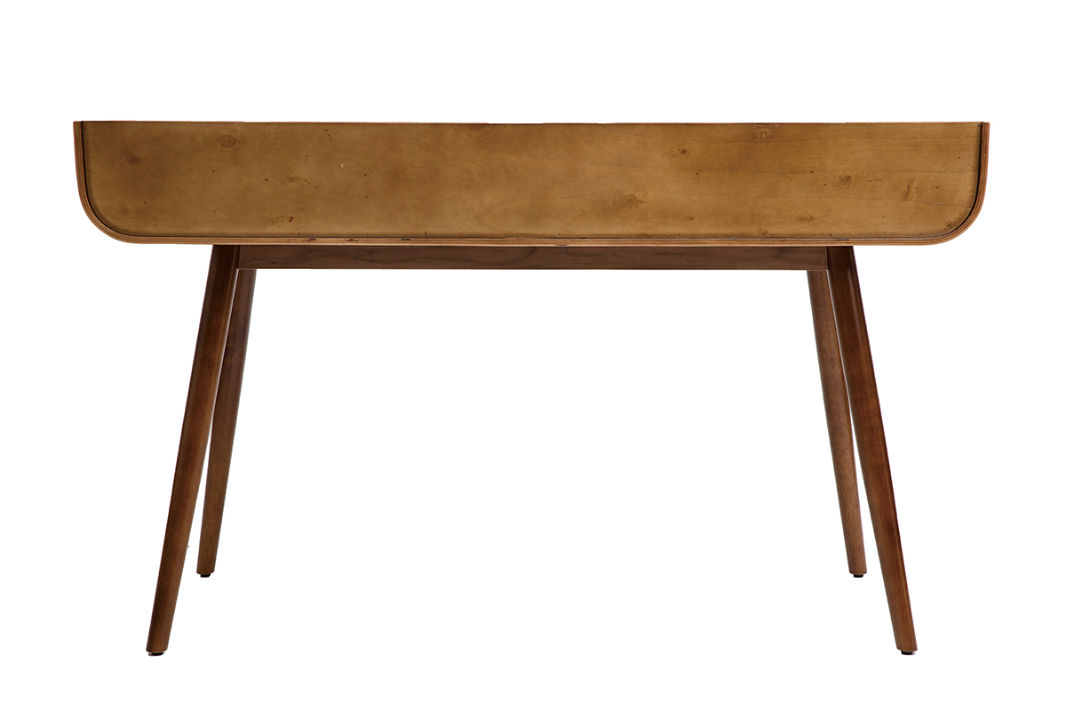 Bureau avec rangements 3 tiroirs vintage bois fonc� noyer L132 cm HALLEN