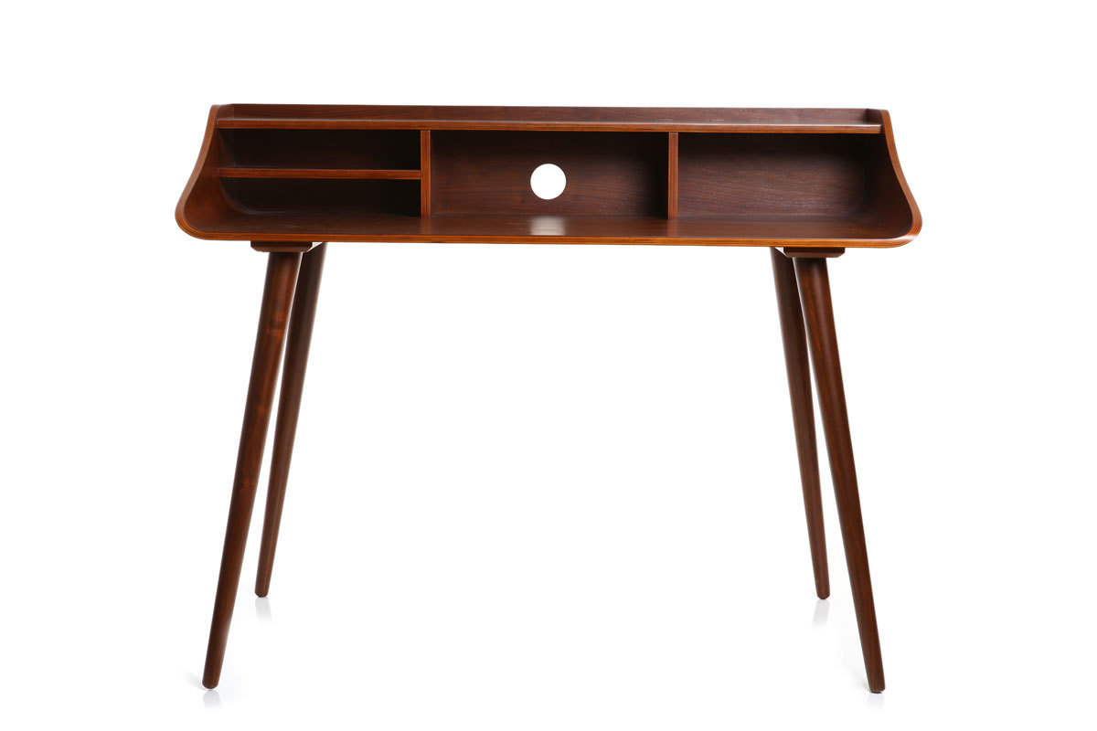 Bureau avec rangements vintage bois fonc� L120 cm NORDECO