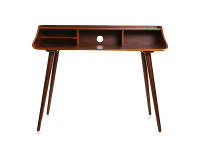 Bureau avec rangements vintage bois fonc&eacute; L120 cm NORDECO