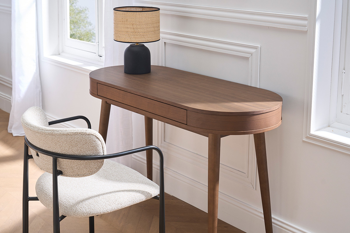 Bureau avec tiroir en bois fonc� L120 cm JUDITH