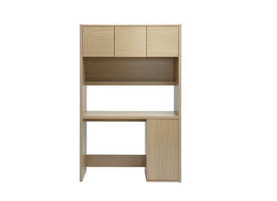 Bureau biblioth&egrave;que avec rangements finition bois clair ch&ecirc;ne L115 cm WISSEM