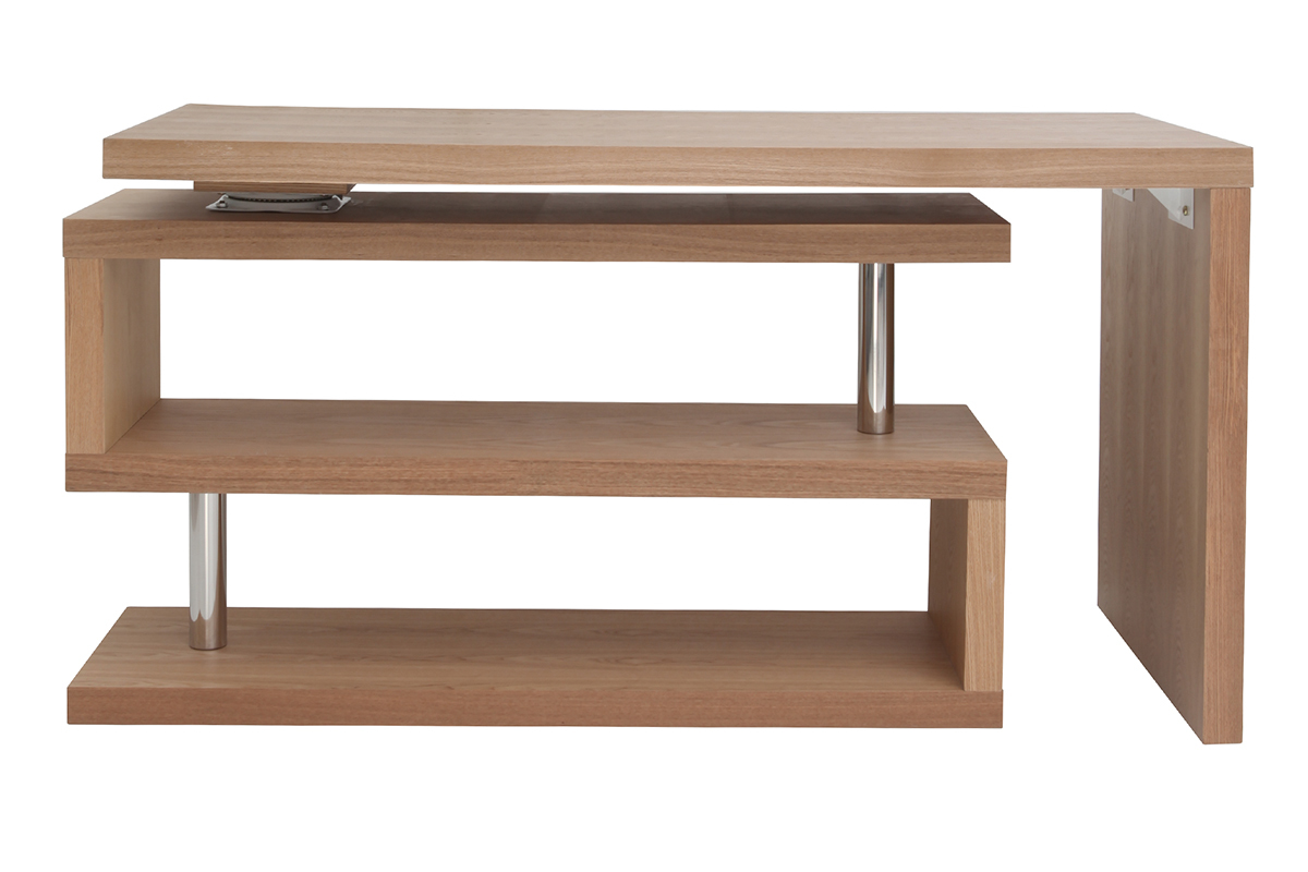 Bureau modulable design en bois clair ch�ne L140-214 cm MAX
