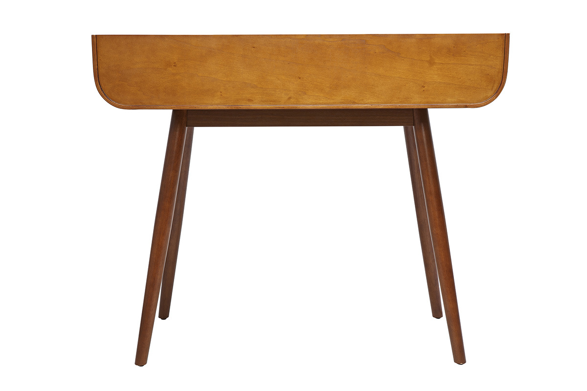 Bureau scandinave bois fonc� avec rangements 2 tiroirs L100 cm HALLEN
