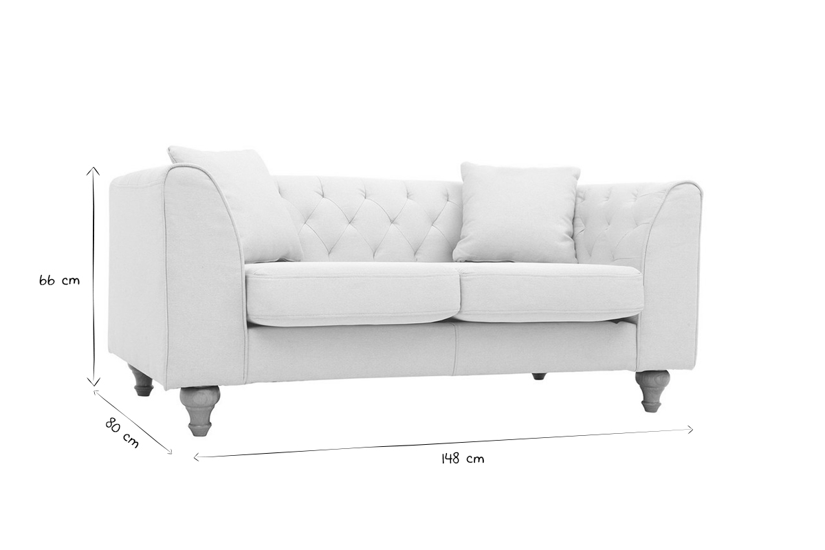 Canap� 2 places en noir et blanc avec dimensions 148x80x66 cm.