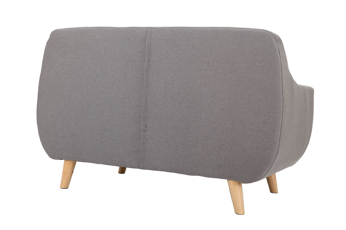 Canap� 2 places design d�houssable en tissu gris et pieds bois YNOK