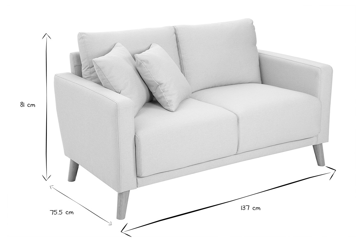 Canap� 2 places en tissu beige et bois clair MUNIK