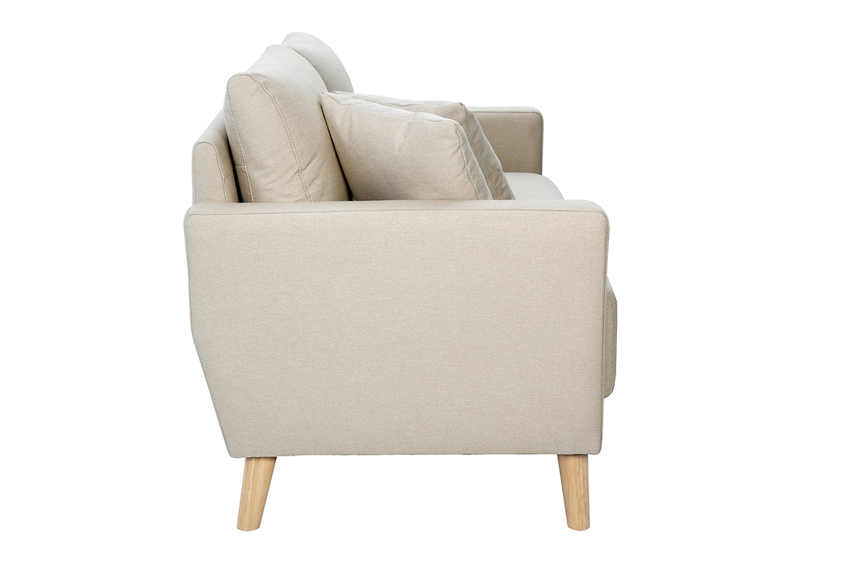 Canap� 2 places en tissu beige et bois clair MUNIK