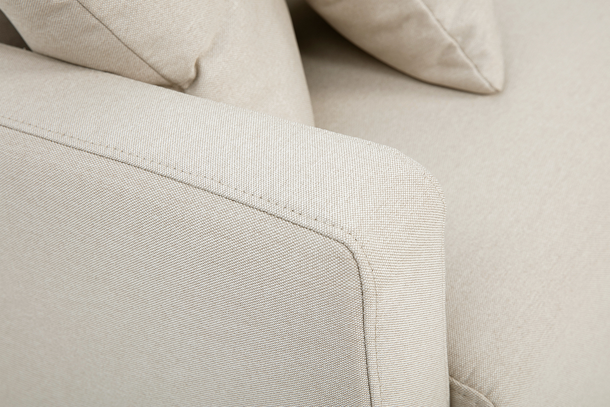 Canap� 2 places en tissu beige et bois clair MUNIK