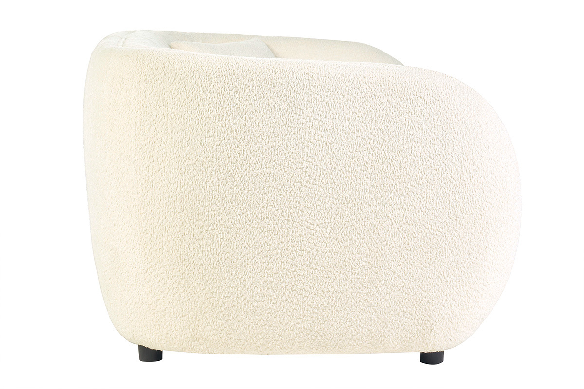 Canap� 3-4 places en tissu bouclette blanc cass� MOCHI