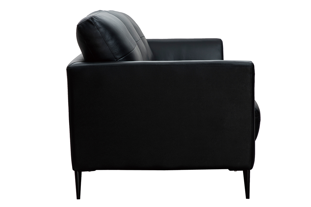 Canap� 3 places cuir noir et m�tal noir JOPLIN
