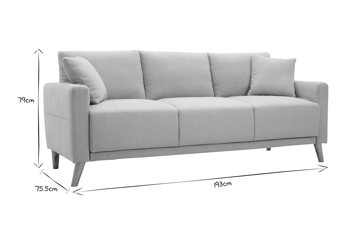 Canap� 3 places en tissu beige et bois clair MUNIK