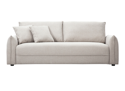 Canap&eacute; 3 places en tissu effet velours textur&eacute; beige PIO