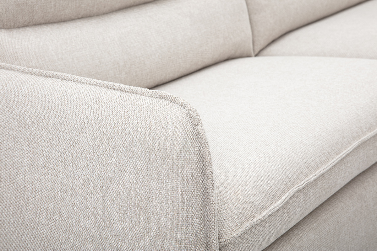 Canap� 3 places en tissu effet velours textur� beige RENZO
