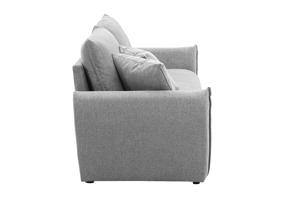 Canap� 3 places en tissu effet velours textur� gris PIO