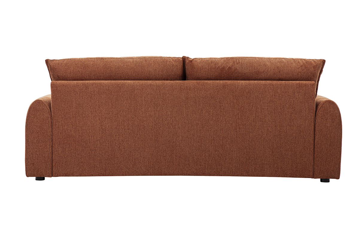 Canap� 3 places en tissu terre br�l�e, vue de dos.