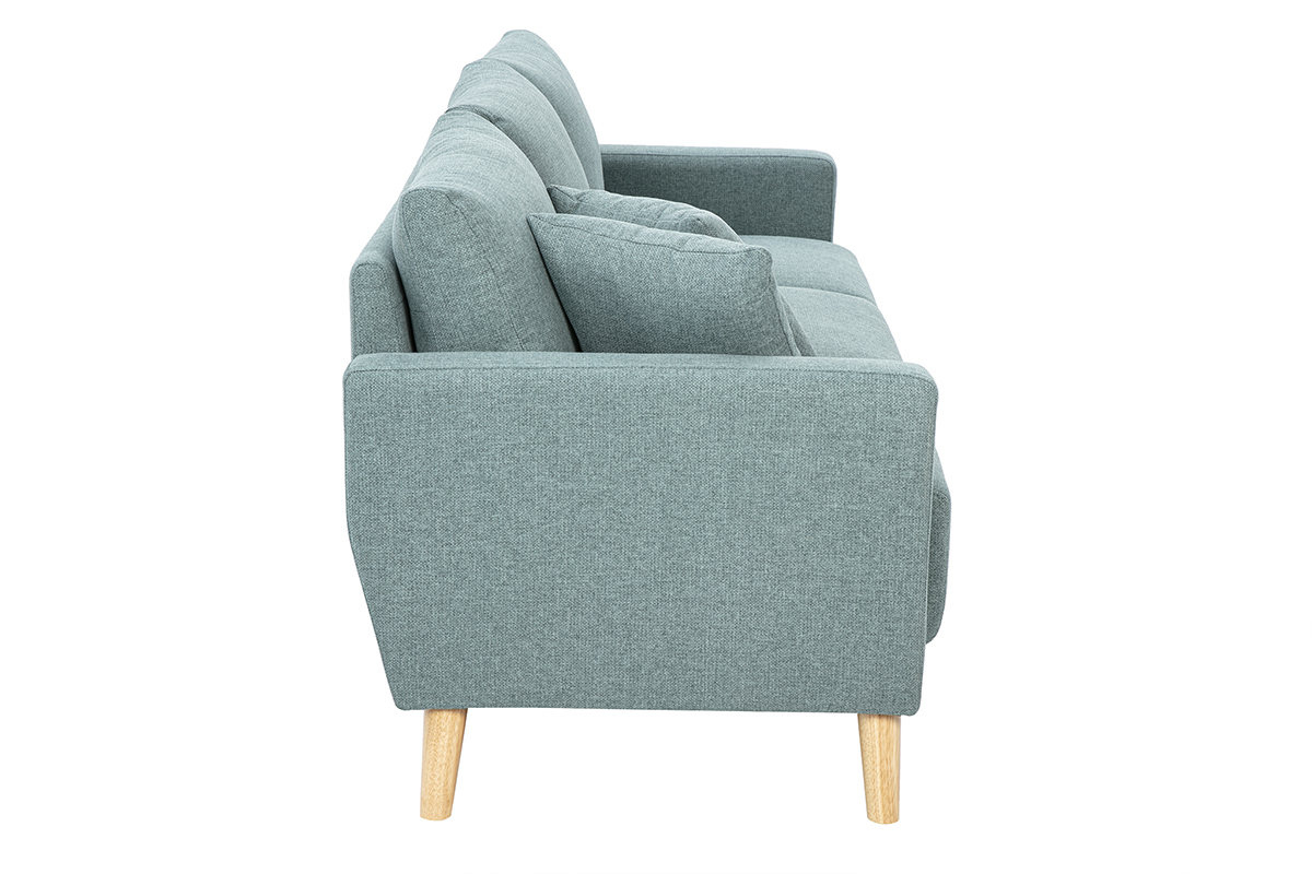 Canap� 3 places en tissu vert de gris et bois clair MUNIK