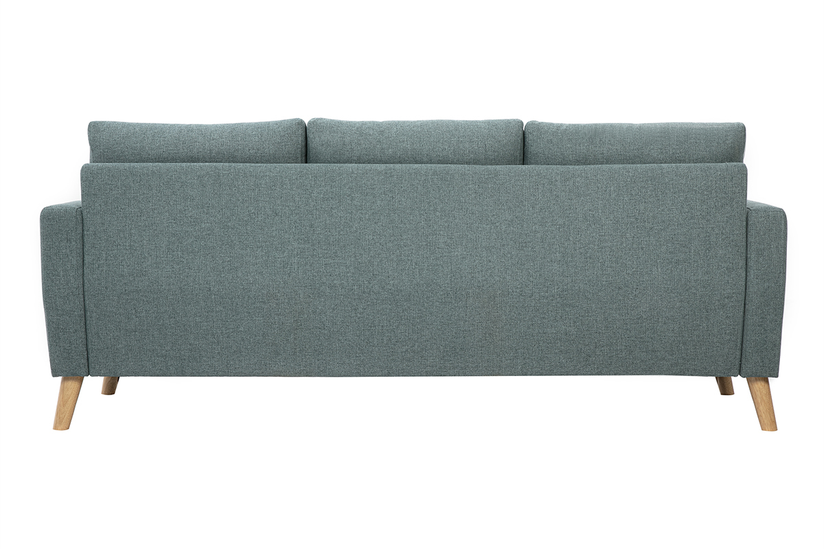 Canap� 3 places en tissu vert de gris et bois clair MUNIK