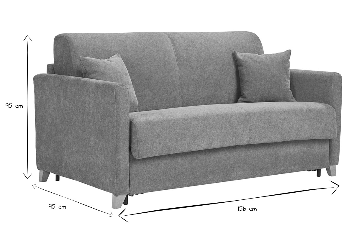 Canap� convertible noir et blanc, dimensions 156x95x95 cm, vue de face.
