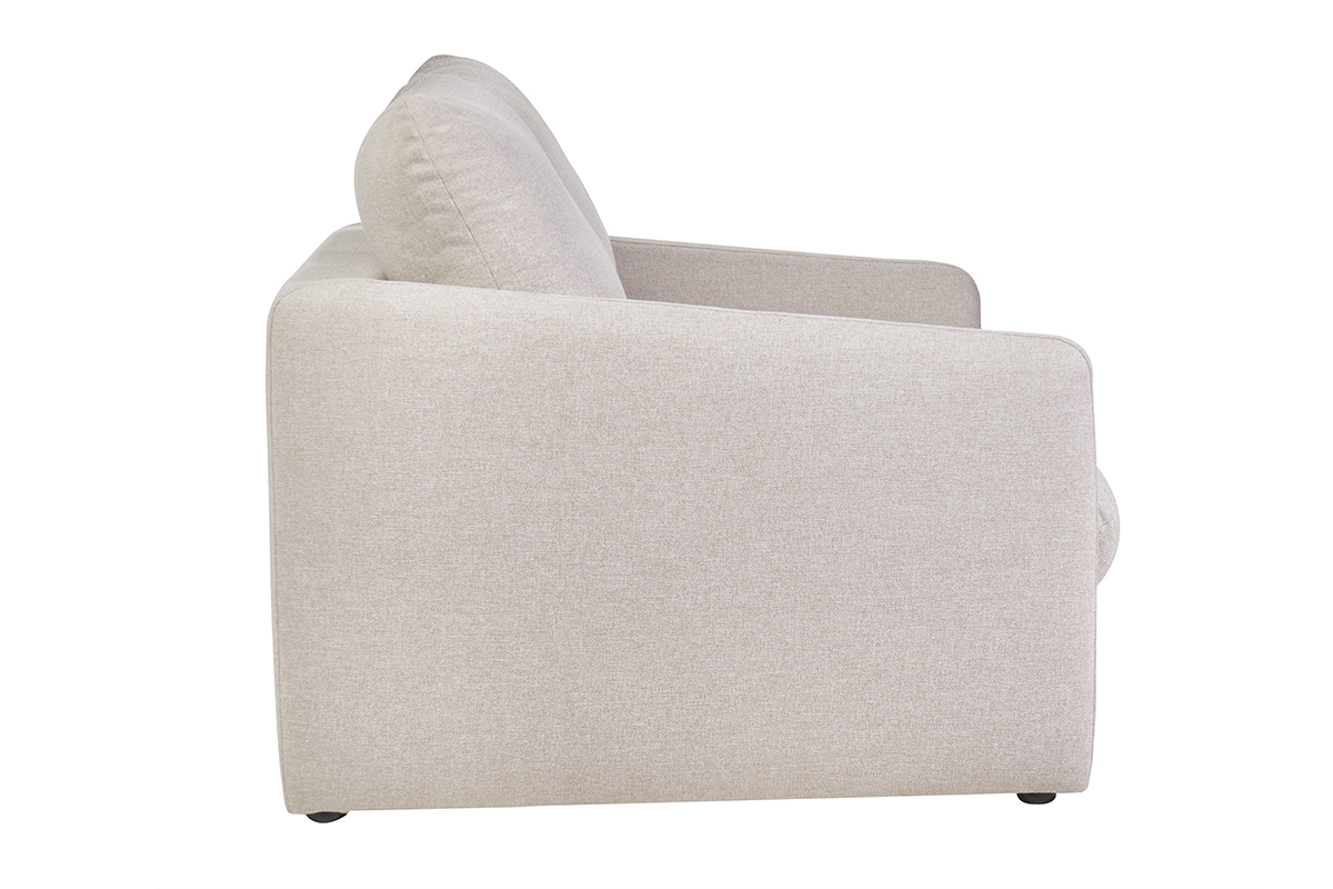 Canap� convertible beige cr�me PAULIN vue de c�t�.