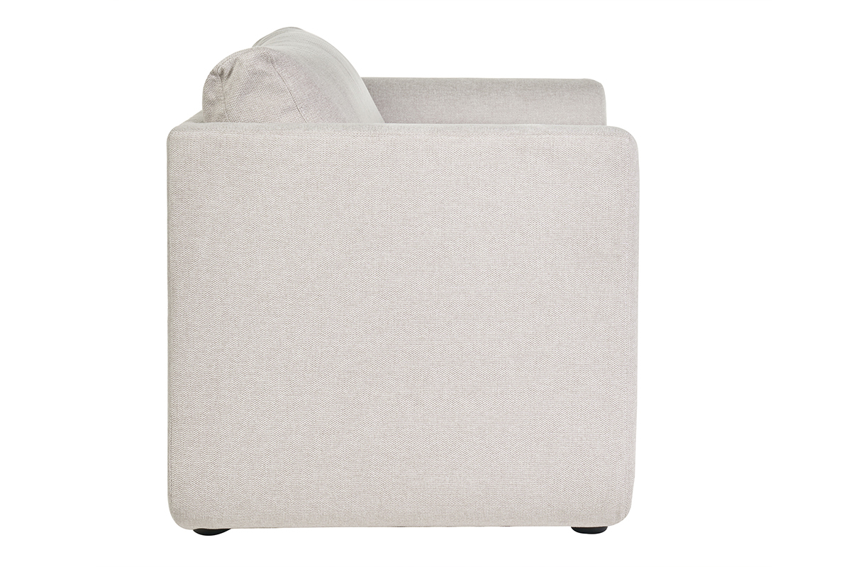Canap� convertible 2 places en tissu effet velours textur� beige LEON