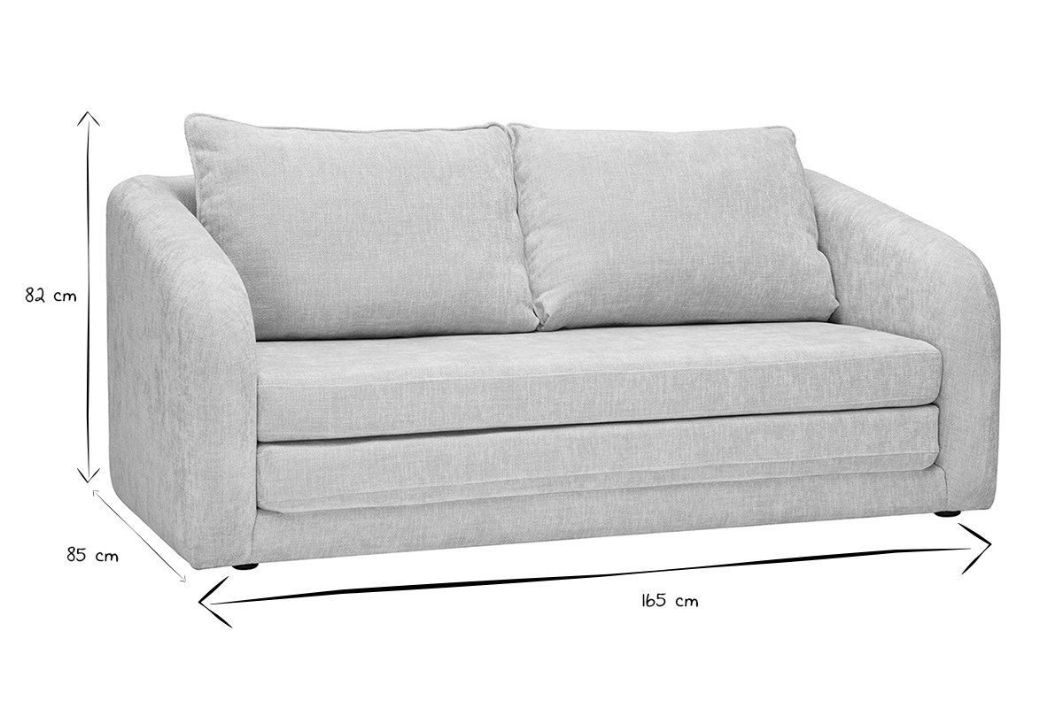 Canap� convertible 2 places, dimensions 165x85x82 cm, noir et blanc.