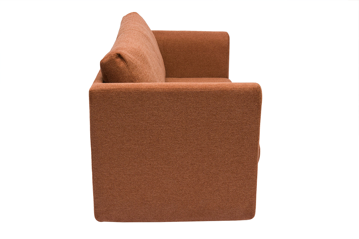 Canap� convertible 2 places en tissu effet velours textur� terre br�l�e LEON