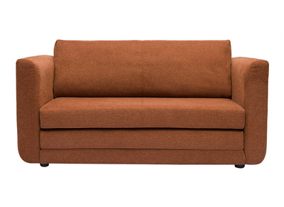 Canap&eacute; convertible 2 places en tissu effet velours textur&eacute; terre br&ucirc;l&eacute;e LEON