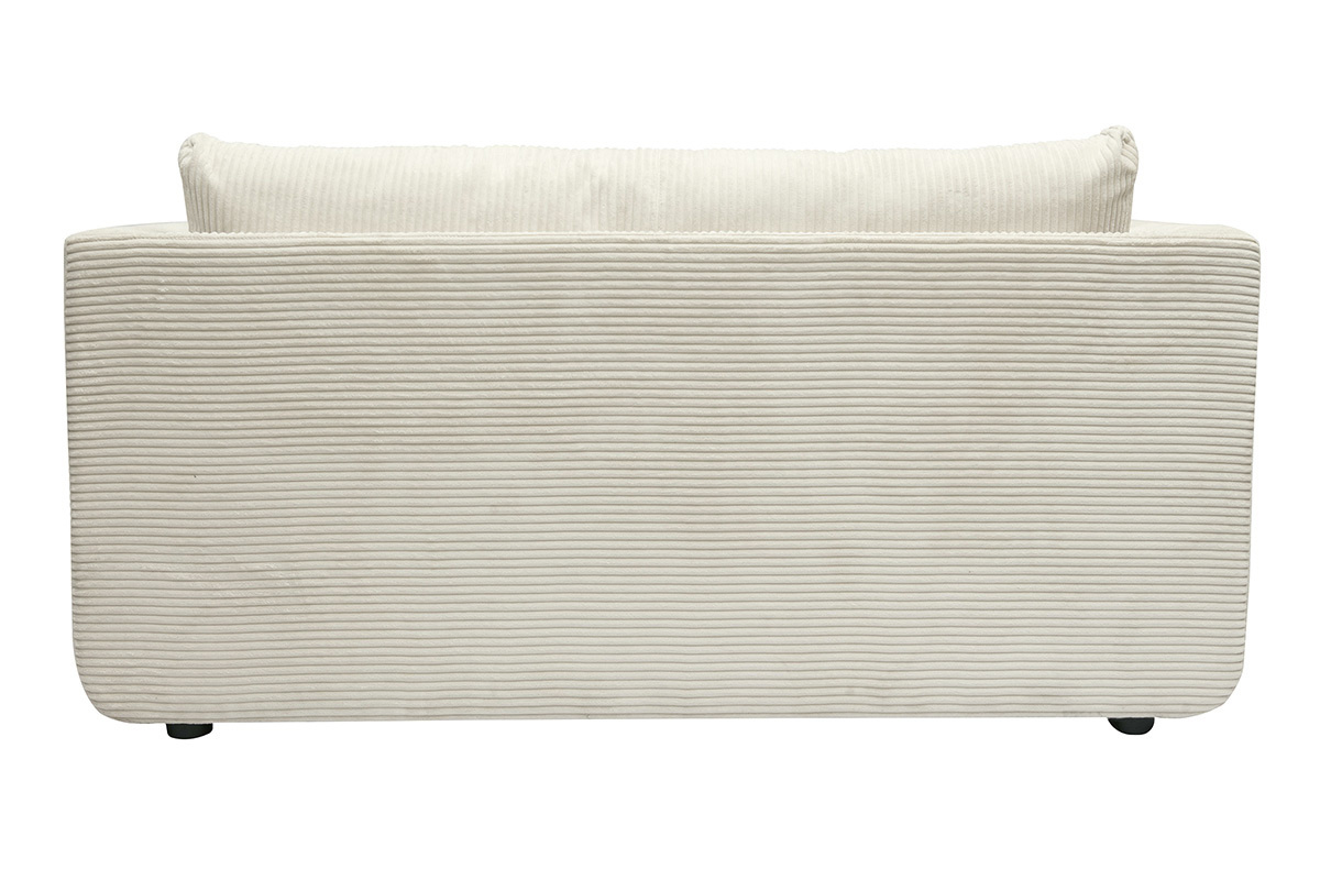 Vue arri�re du canap� convertible 2 places en tissu velours c�tel� beige LEON.