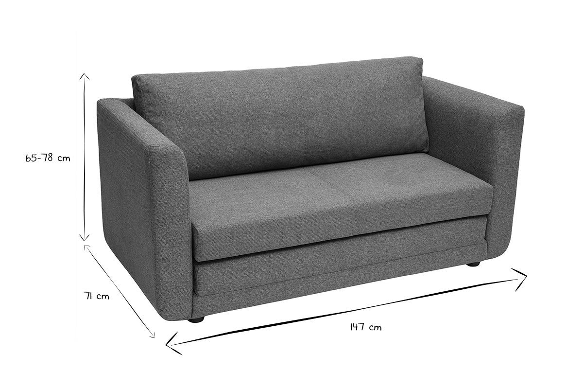 Canap� convertible 2 places en tissu vert de gris LEON