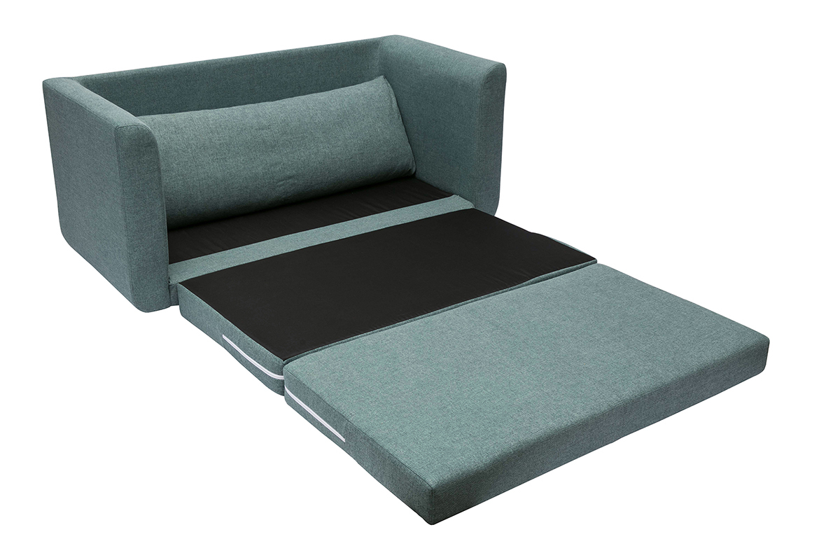 Canap� convertible 2 places en tissu vert de gris LEON