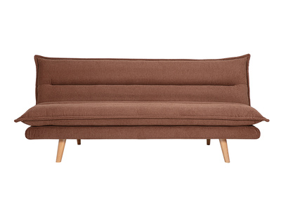 Canap&eacute; convertible 3 places en tissu chenille terre br&ucirc;l&eacute;e et bois clair BINGO