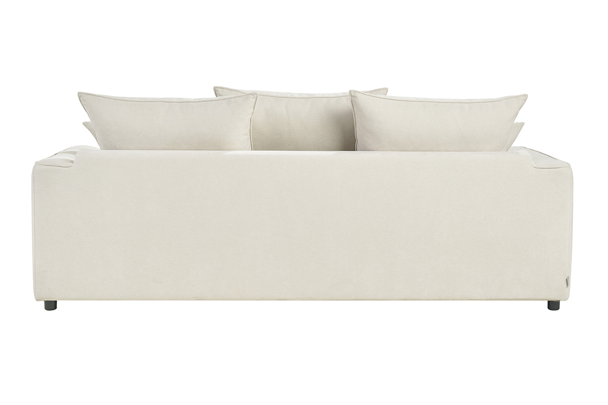 Canap� convertible 3 places en tissu beige, vue arri�re.
