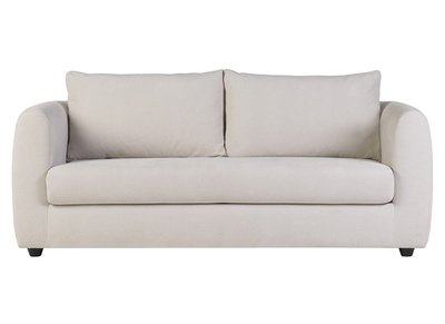 Canap&eacute; convertible 3 places en tissu effet velours beige HARLO