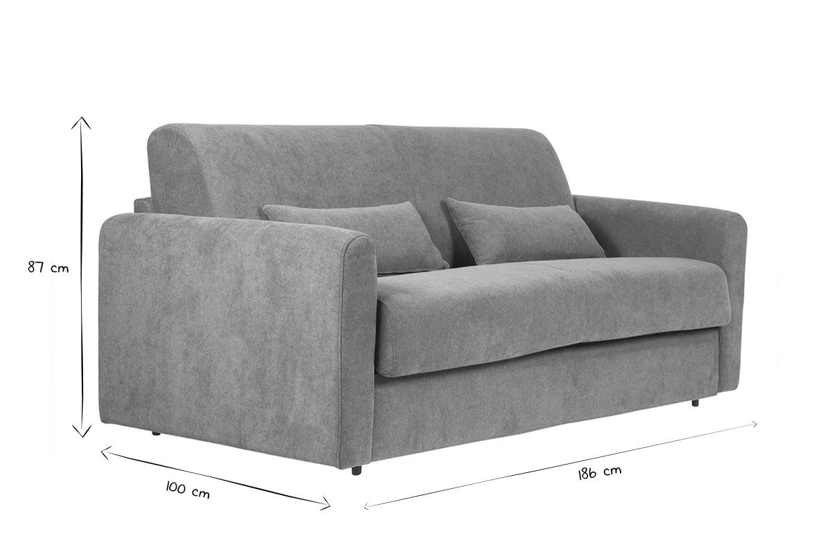Canap� convertible 3 places en tissu effet velours terre br�l�e avec matelas 13 cm LETTO
