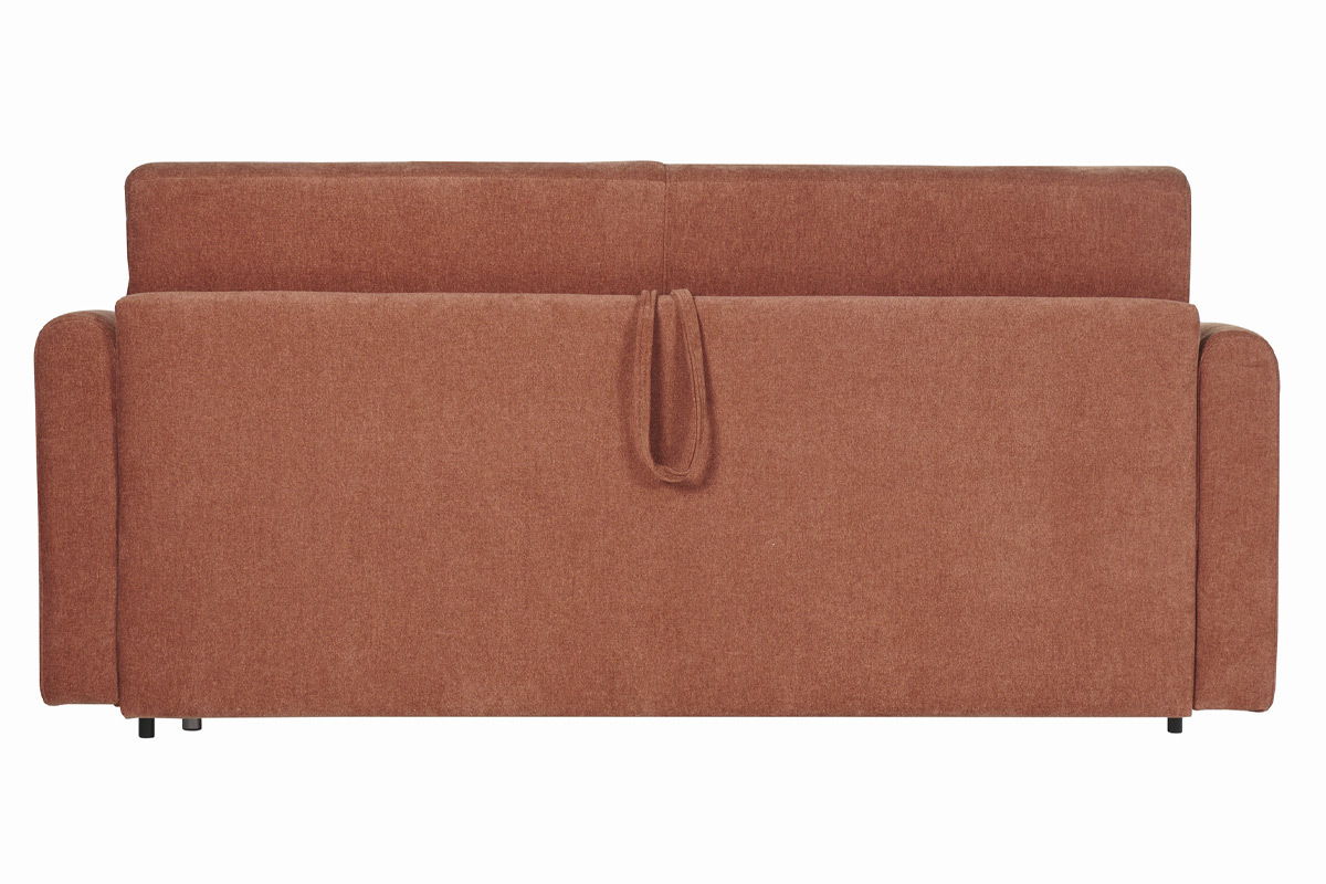 Canap� convertible 3 places en tissu effet velours terre br�l�e avec matelas 13 cm LETTO