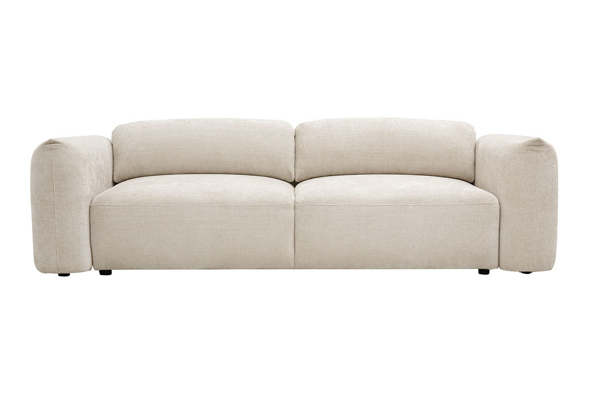 Canap� convertible 4 places avec coffre en tissu velours chenille beige SWELL