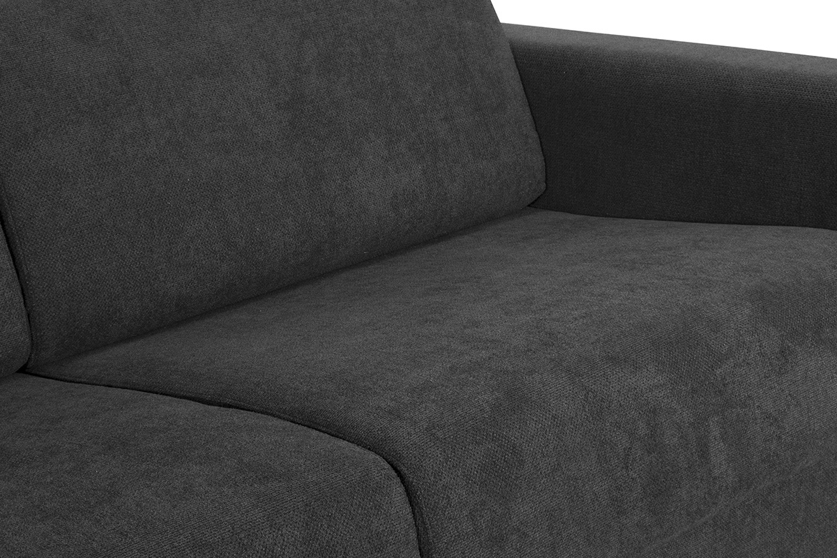 D�tail du canap� convertible GOYA en tissu effet velours gris anthracite, vue de pr�s.