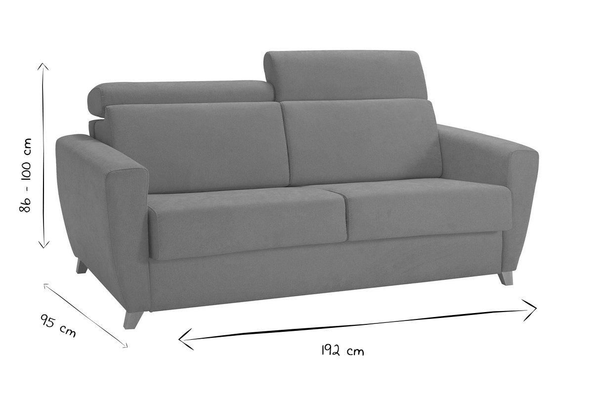 Dimensions du canap� convertible GOYA en noir et blanc : 86-100 cm de hauteur, 95 cm de profondeur, 192 cm de largeur.