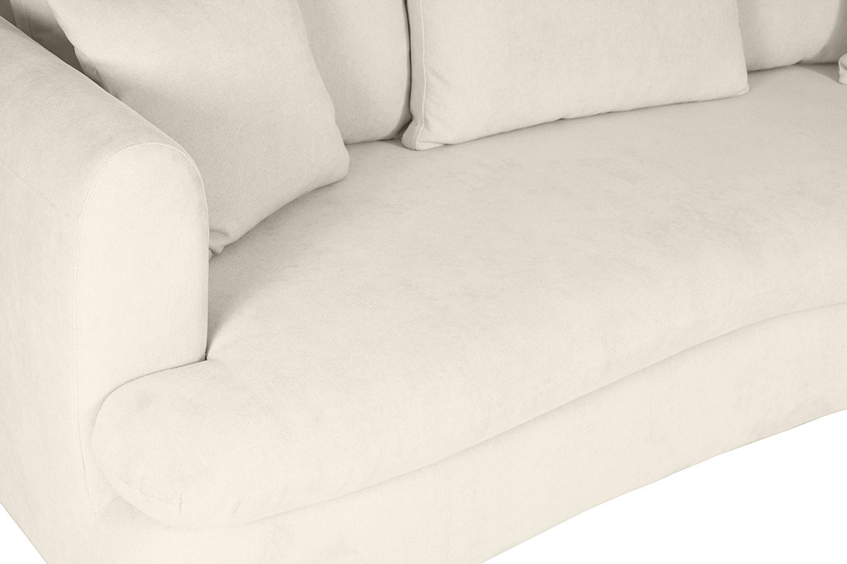 Canap� convertible d�houssable 3-4 places design haricot en tissu effet velours beige clair SACHA