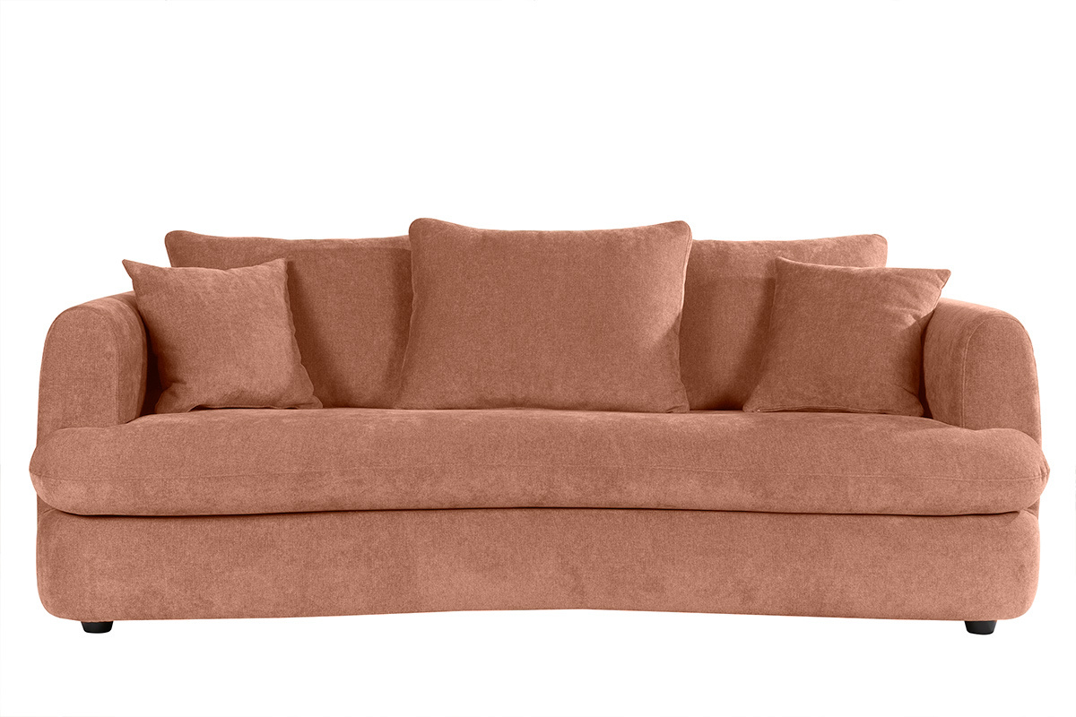 Canap� convertible d�houssable 3-4 places design haricot en tissu effet velours terre br�l�e SACHA