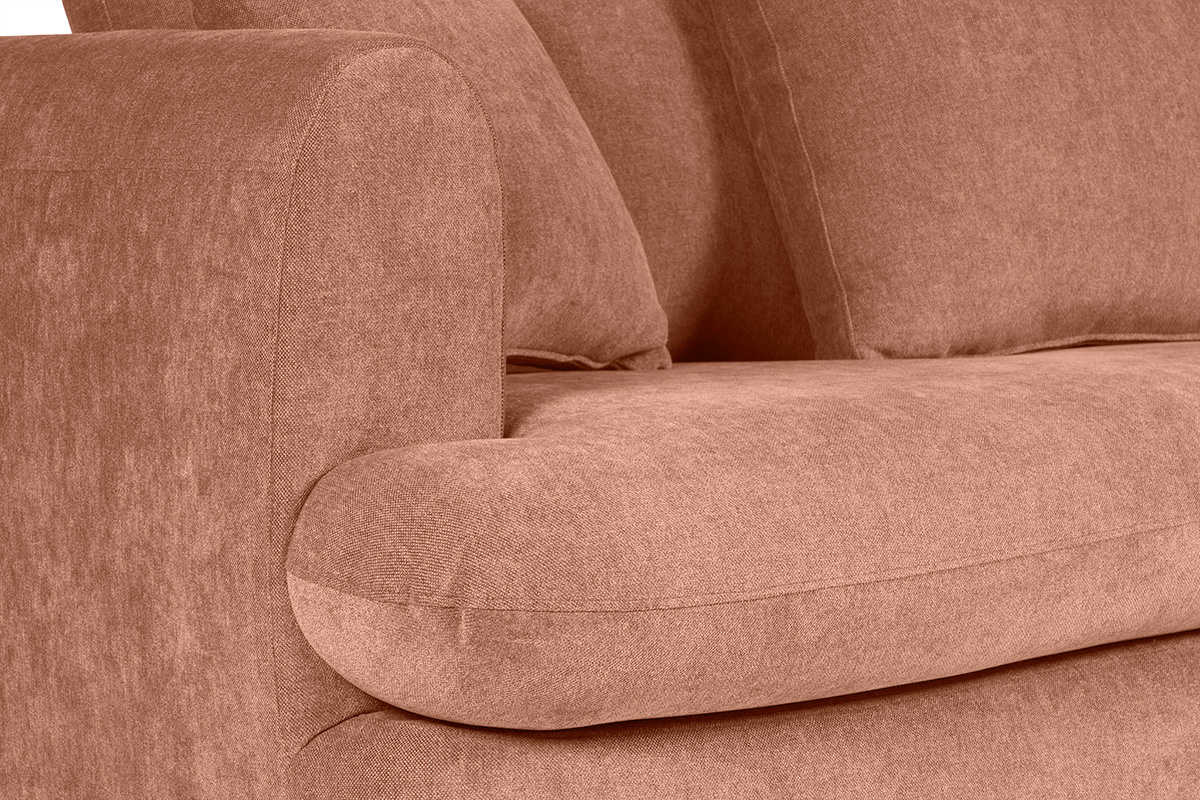 Canap� convertible d�houssable 3-4 places design haricot en tissu effet velours terre br�l�e SACHA