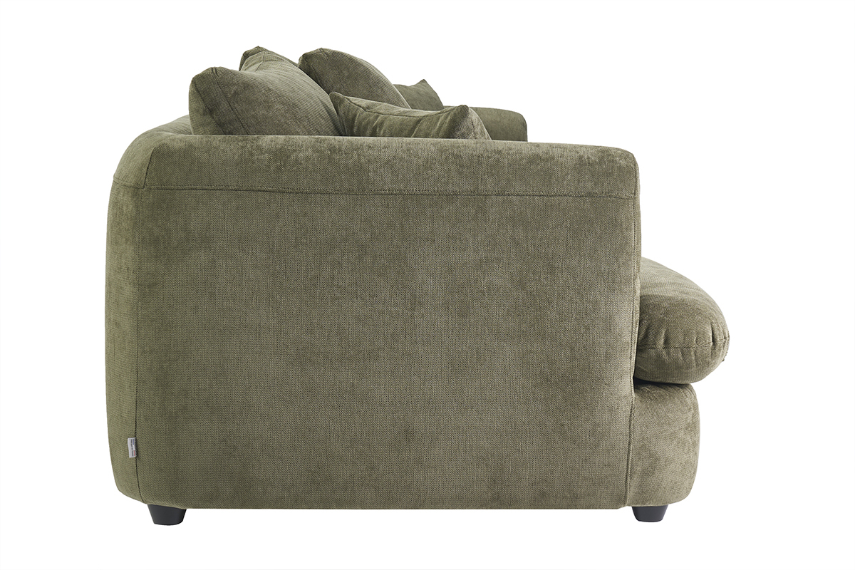 Canap� convertible d�houssable vert kaki vue de profil avec coussins