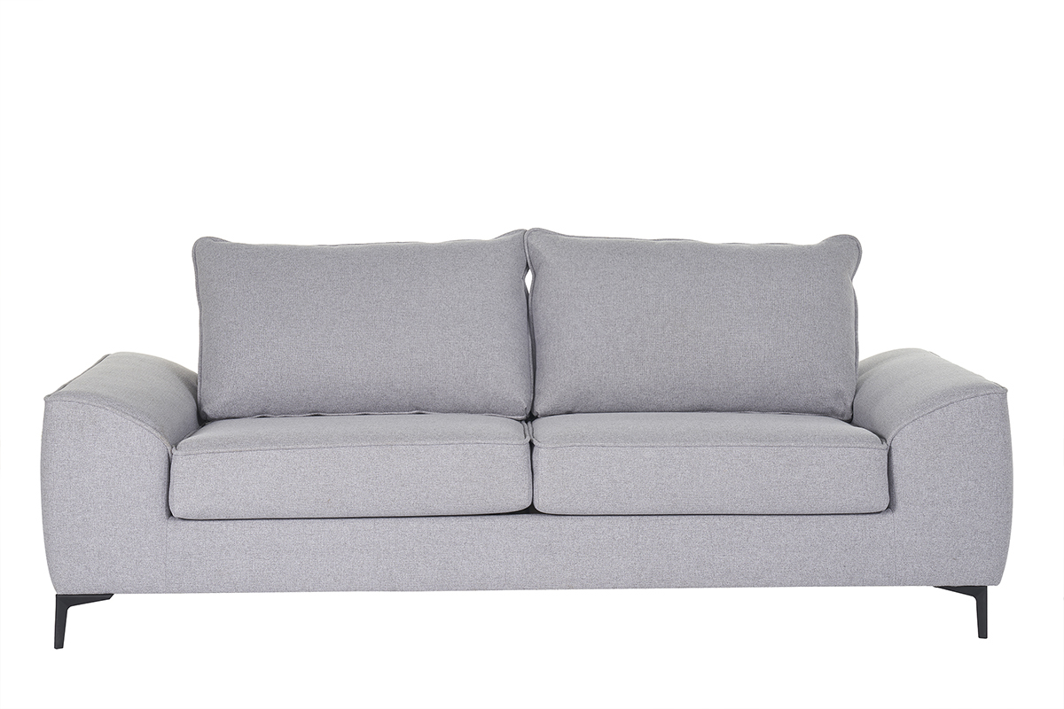 Canap� convertible design 3 places en tissu gris et m�tal noir GAEL