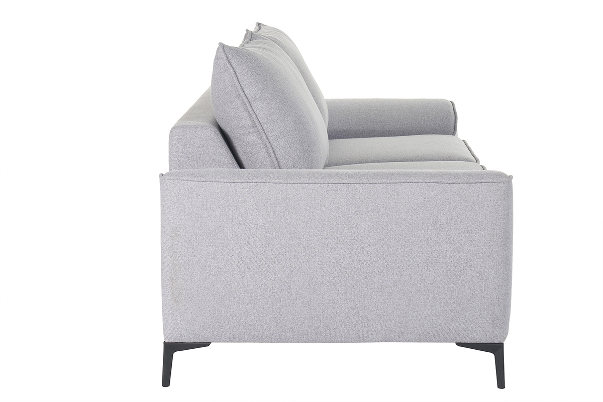 Canap� convertible design 3 places en tissu gris et m�tal noir GAEL