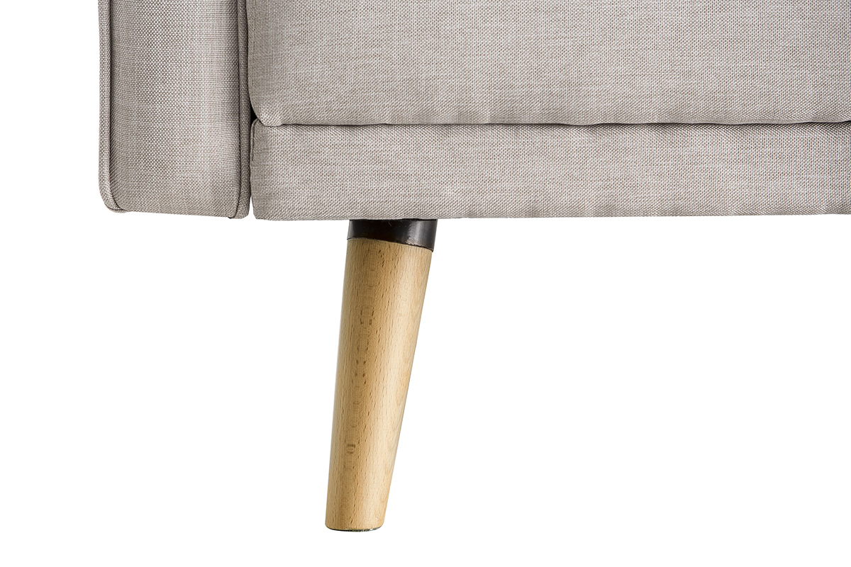 Canap� convertible scandinave 3 places en tissu beige et bois clair ULLA