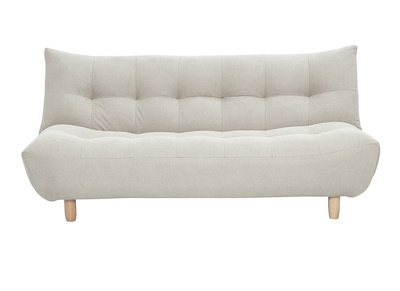 Canap&eacute; convertible scandinave 3 places en tissu beige et bois clair YUMI