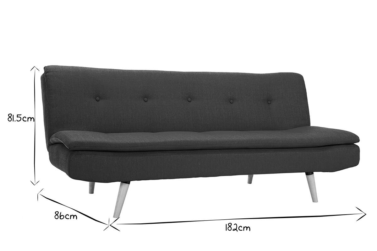 Canap� convertible scandinave 3 places en tissu bleu canard et bois clair SENSO