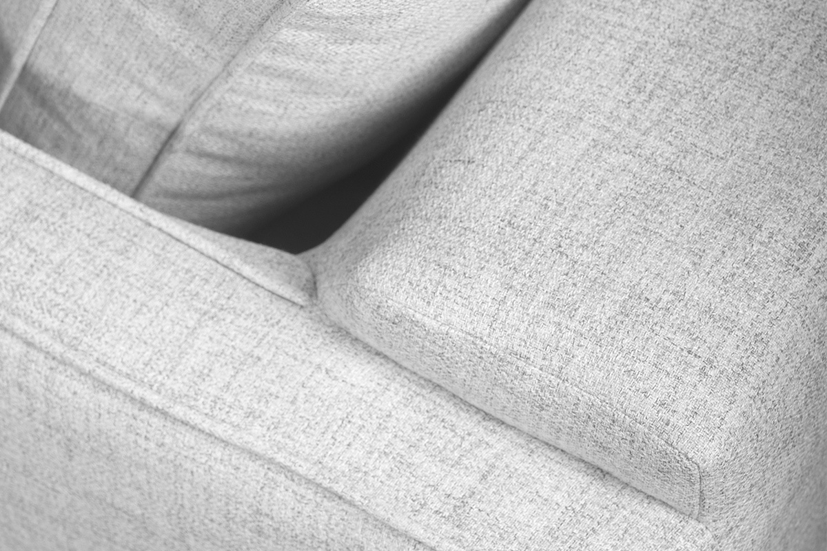 Canap� convertible scandinave 3 places en tissu gris clair et bois clair avec matelas 10 cm PAPEL
