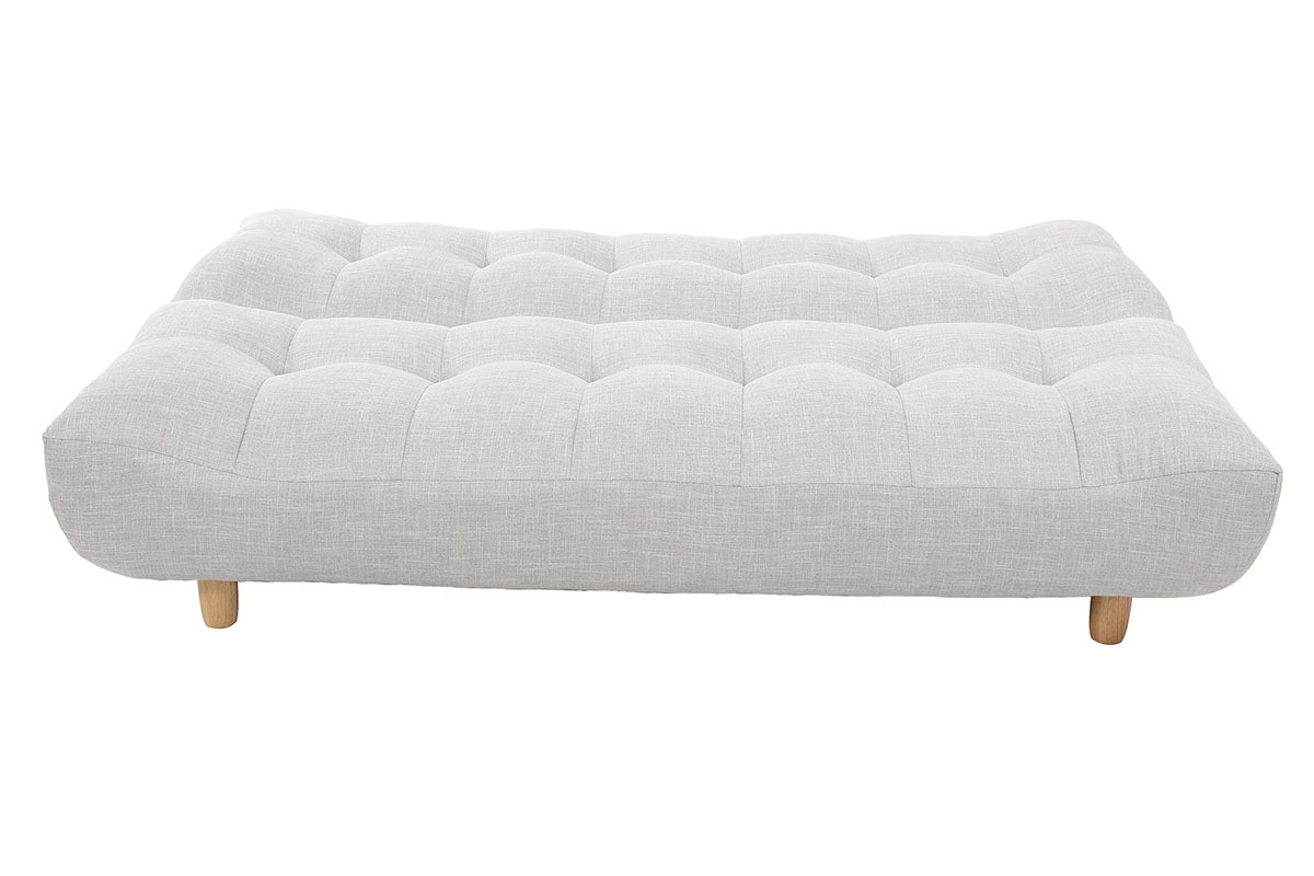 Canap� convertible scandinave 3 places en tissu gris clair et bois clair YUMI